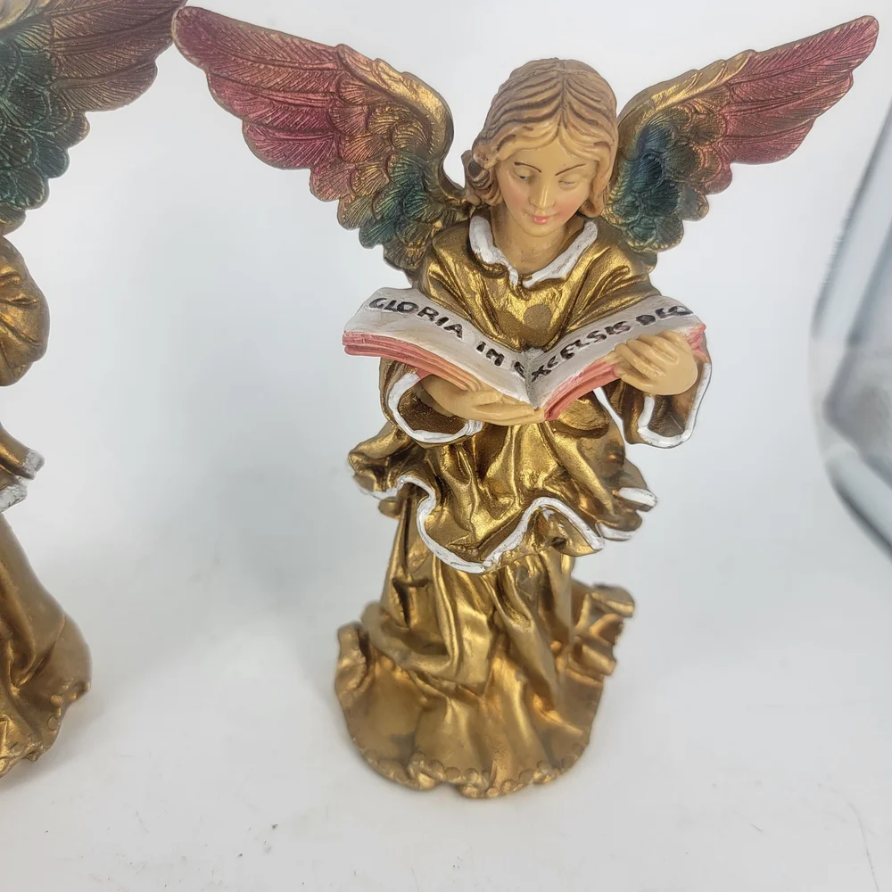 Vtg 80's Nativity Angels Gloria Angel  March‎ Angel Made In Italy Polyresin 5.5